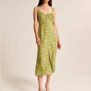 NWT Abercrombie & Fitch Green Floral Midi Dress